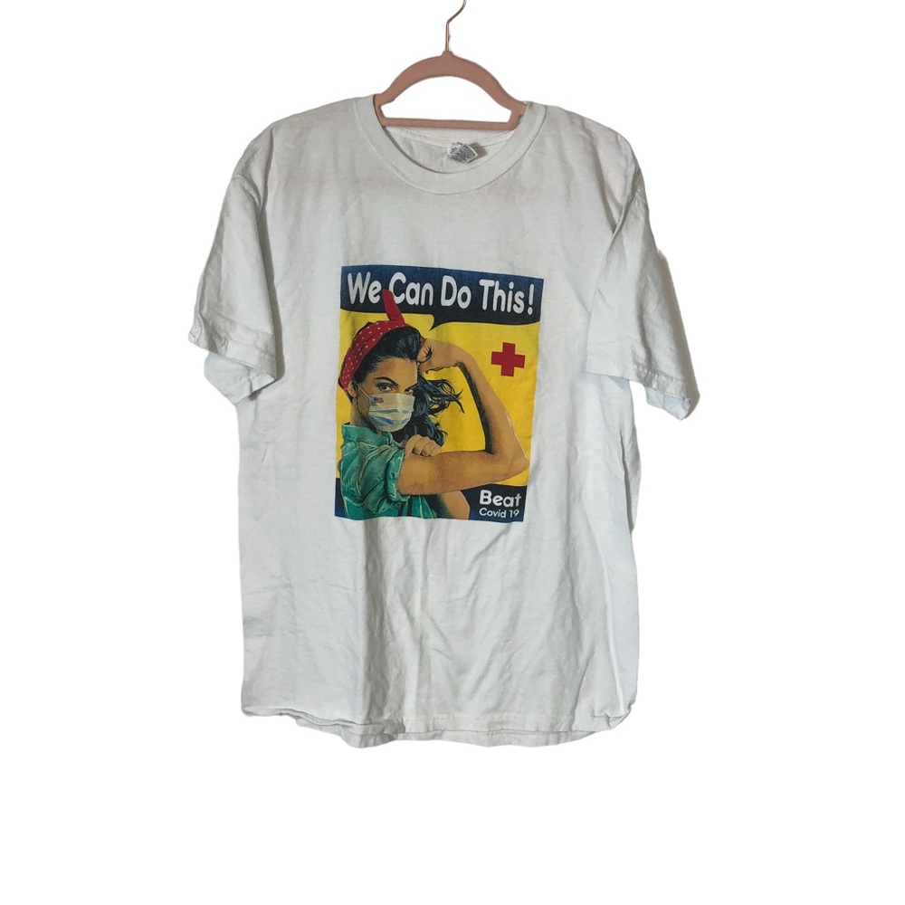 M&O, We Can do this" white t shirt, size L, NWOT
